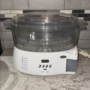 Oster Food Steamer Model 5715 digital white Oval Vegetable Eggs 3 baskets lid